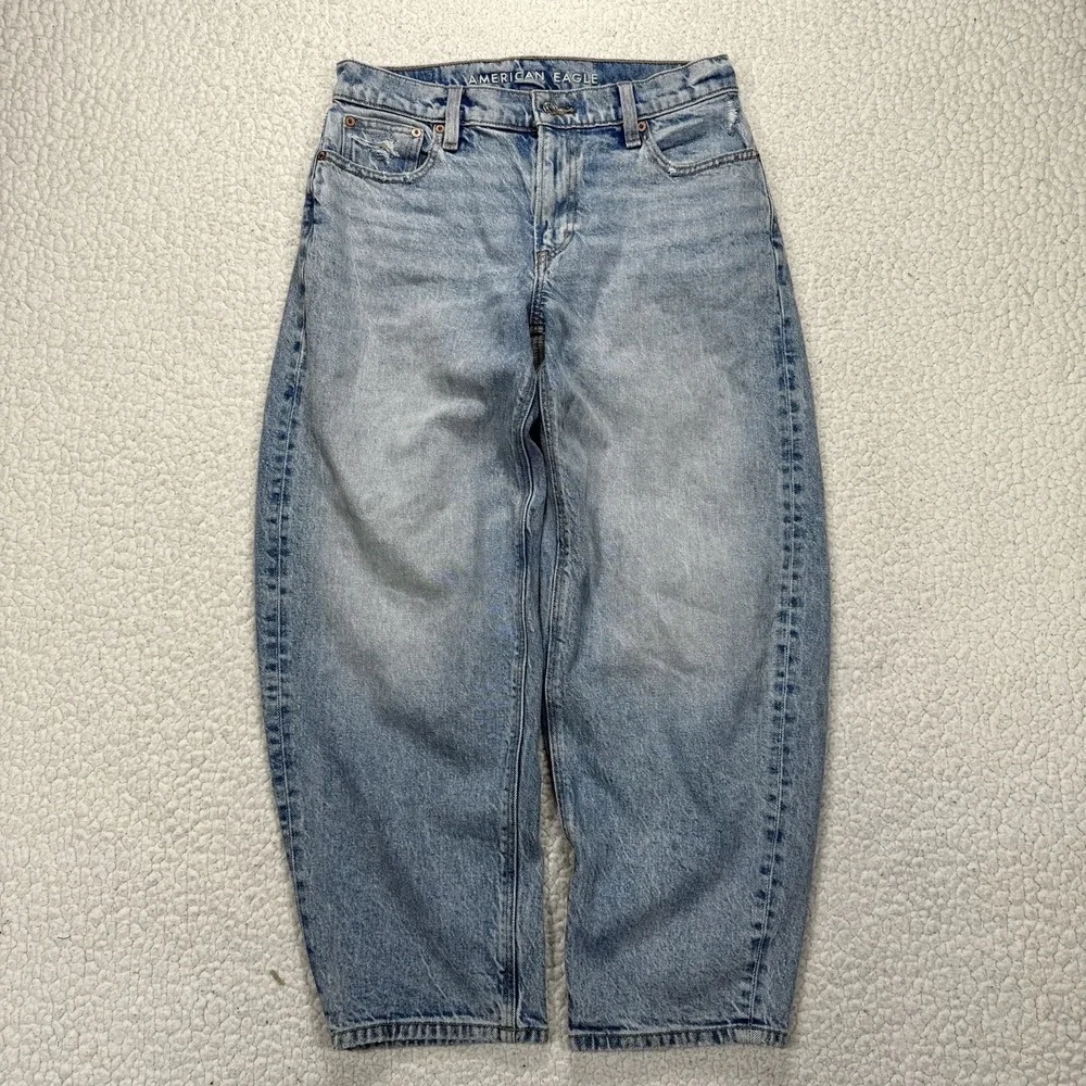 American Eagle Barrel Jeans Women's 2 (29x26) Casual Streetwear Boho Wide Leg - Picture 1 of 12